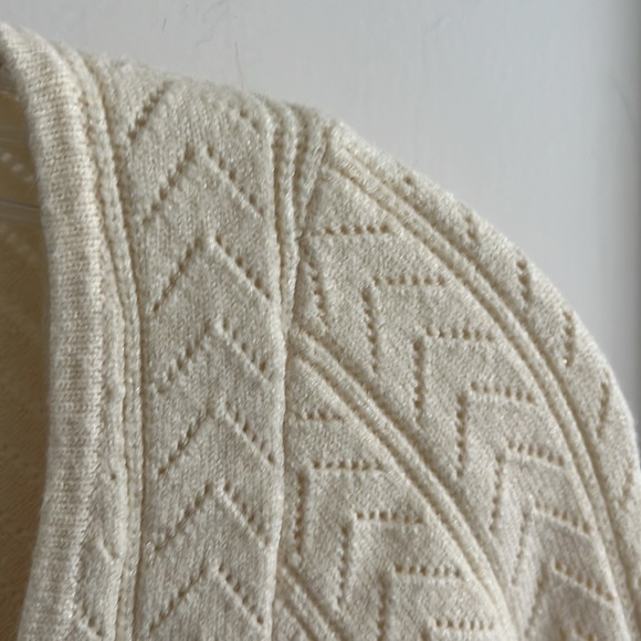 EUC Astr The Label Womens Square Neck Balloon Sweater Ivory Pointelle Knit Sz XS - Picture 3 of 7